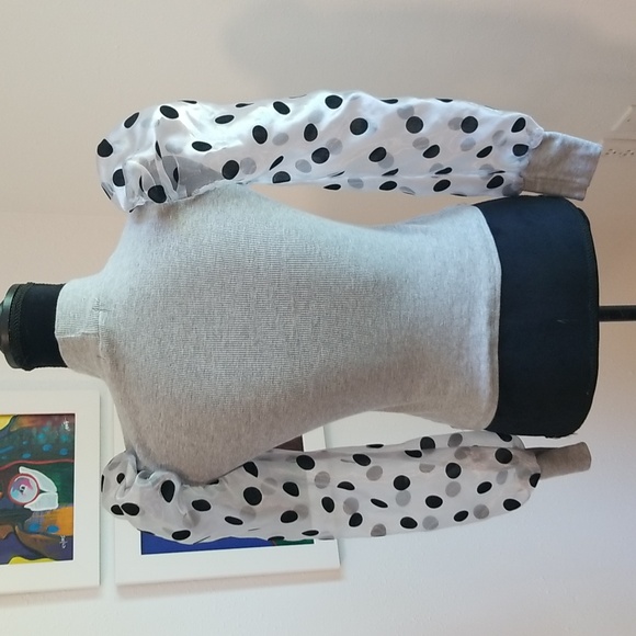 CBR Puff Organza Dot Ribbed Mock Top Grey Small - Picture 5 of 7